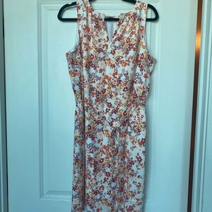 Loft - Floral Tie Waist Dress - L